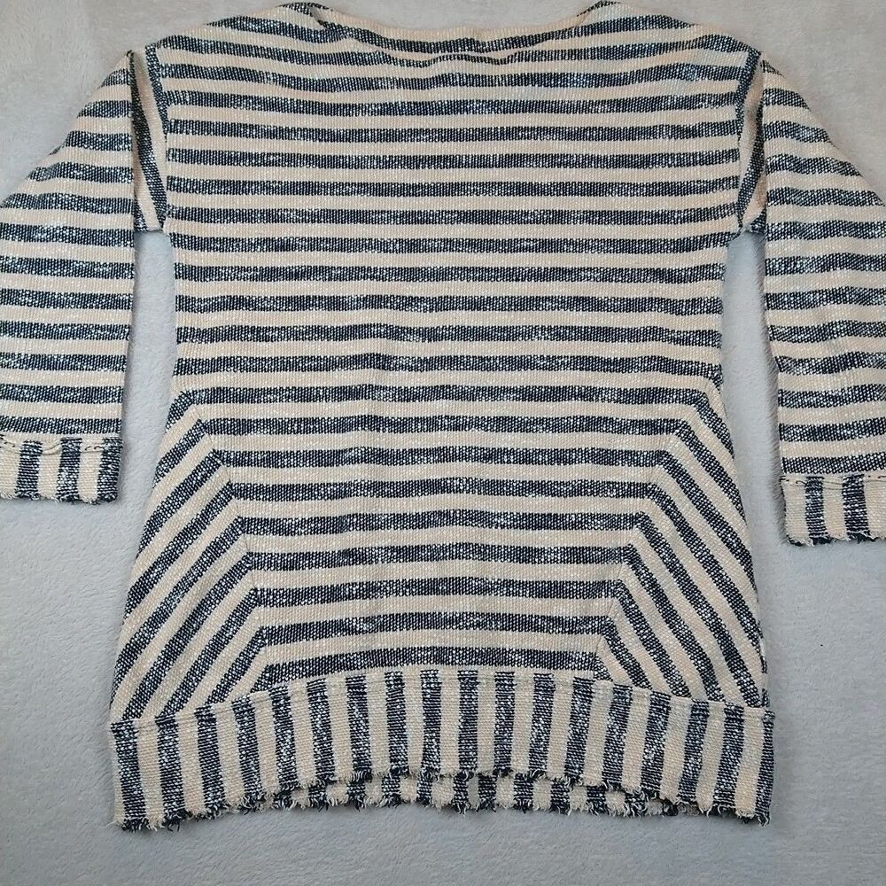Soft Surroundings Sweater Women's PL Beige Striped Marina Tunic Knit Pullover